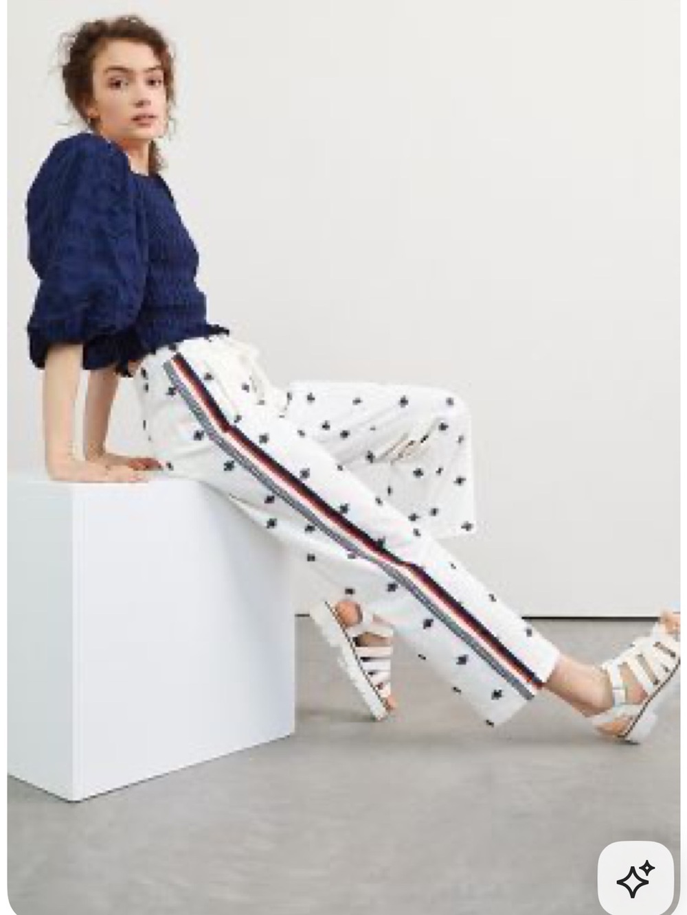 Maeve Cropped Embroidered Track Pant XS